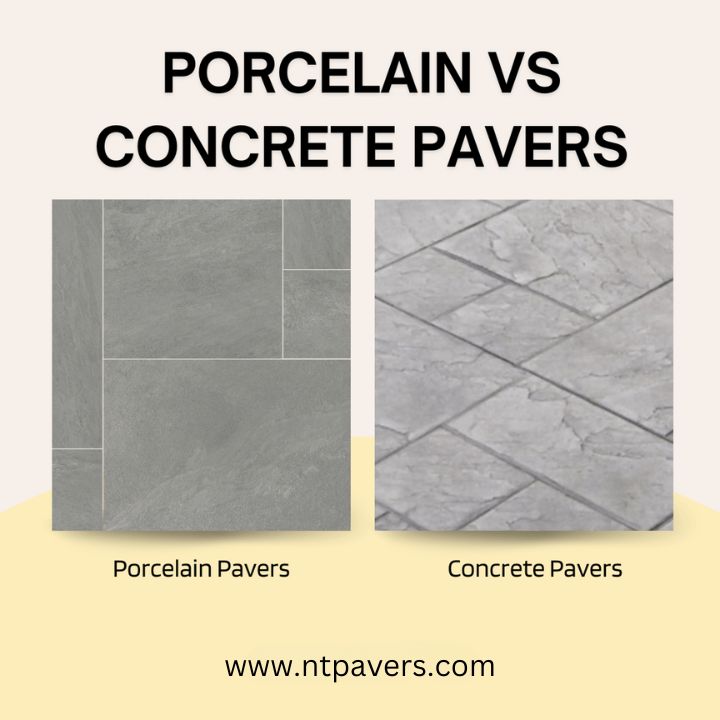 porcelain pavers vs. concrete, ideal for modern landscaping in Hawthorne, NJ, and service areas.