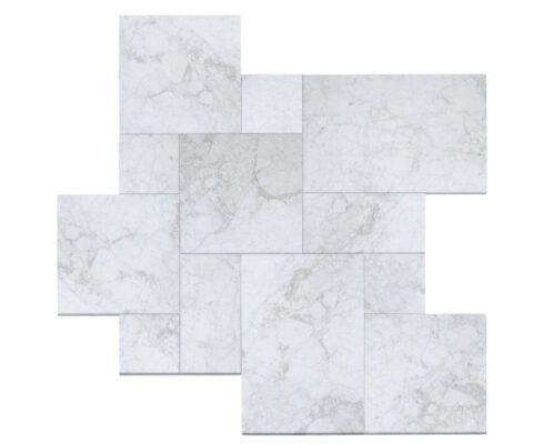 NT Pavers's Candy Beige Marble Pavers in a French pattern, perfect for upscale exterior areas in Hawthorne, NJ.