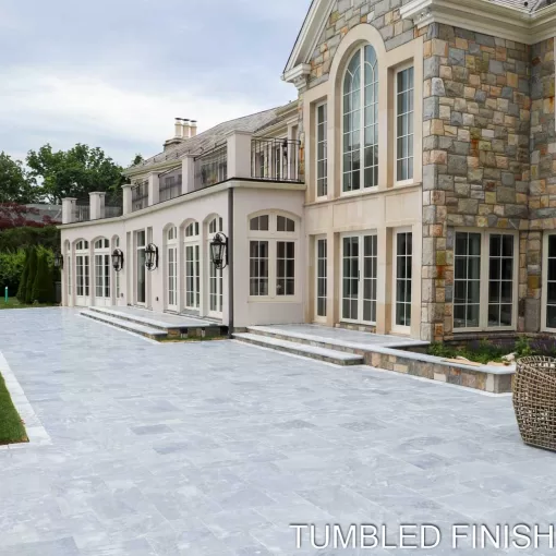 NT Pavers's Blue Marble Pavers in a landscape setting, perfect for Hawthorne, NJ, and Northeastern landscapes.