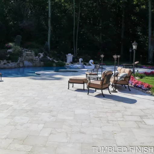 Outdoor architectural applications of Crema Winter Marble in Hawthorne, NJ