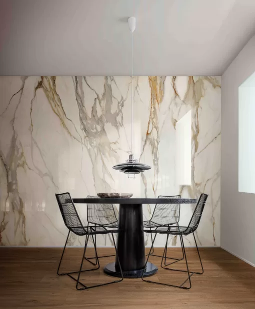 "NT Pavers's Calacatta Macchia Vecchia Porcelain Slab, perfect for luxury interiors in Hawthorne, NJ.