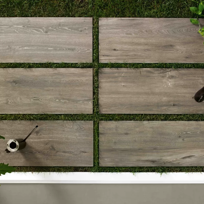 Timber wood look porcelain pavers from top view