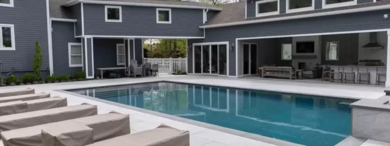 Luxurious New Jersey home with poolside elegance, showcasing the perfect Porcelain Pavers Size and Thickness by NT Trading.
