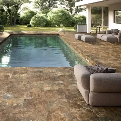 mars porcelain pavers with pool by Elegance in New Jersey
