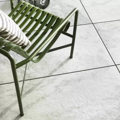 white porcelain pavers shown in the image.