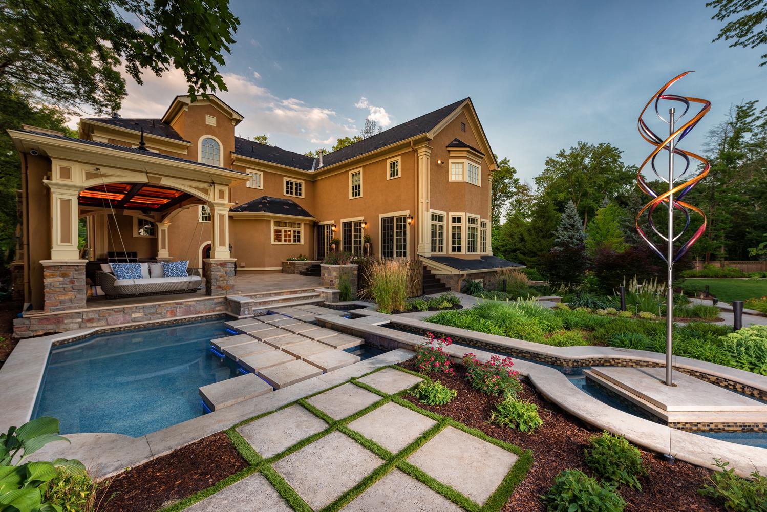 8 Paver Color Combinations Designers Ivory-Walnut-Trav-Pavers-and-Copings-in-Westfield