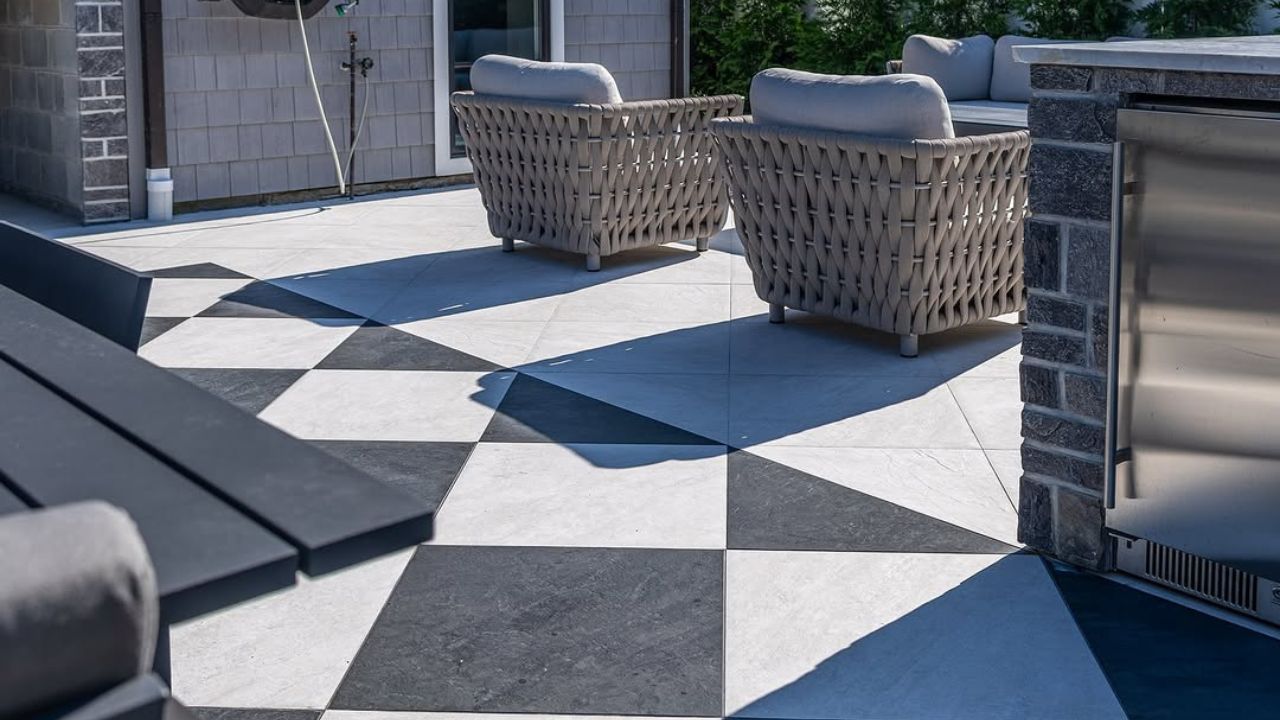 Checkerboard Porch Floor Tile Idea