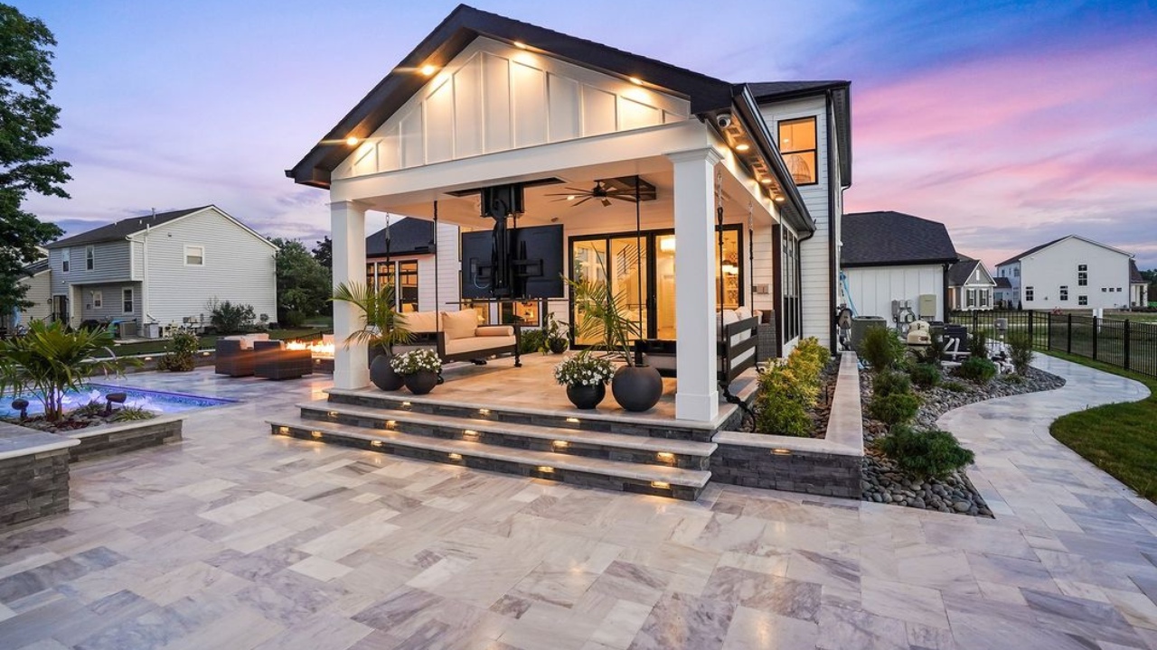 Front Porch Marble Tile Ideas