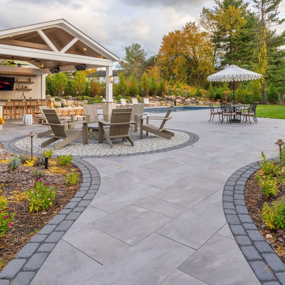 What Does Honed Mean? Honed Metal Porclain Pavers in Mini Modular Pattern