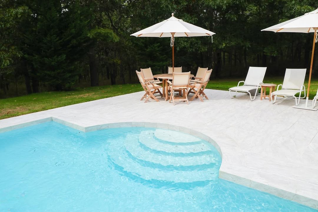 White 20x40 Porcelain Paver with a 7 Inch drop mitered edge copings 1