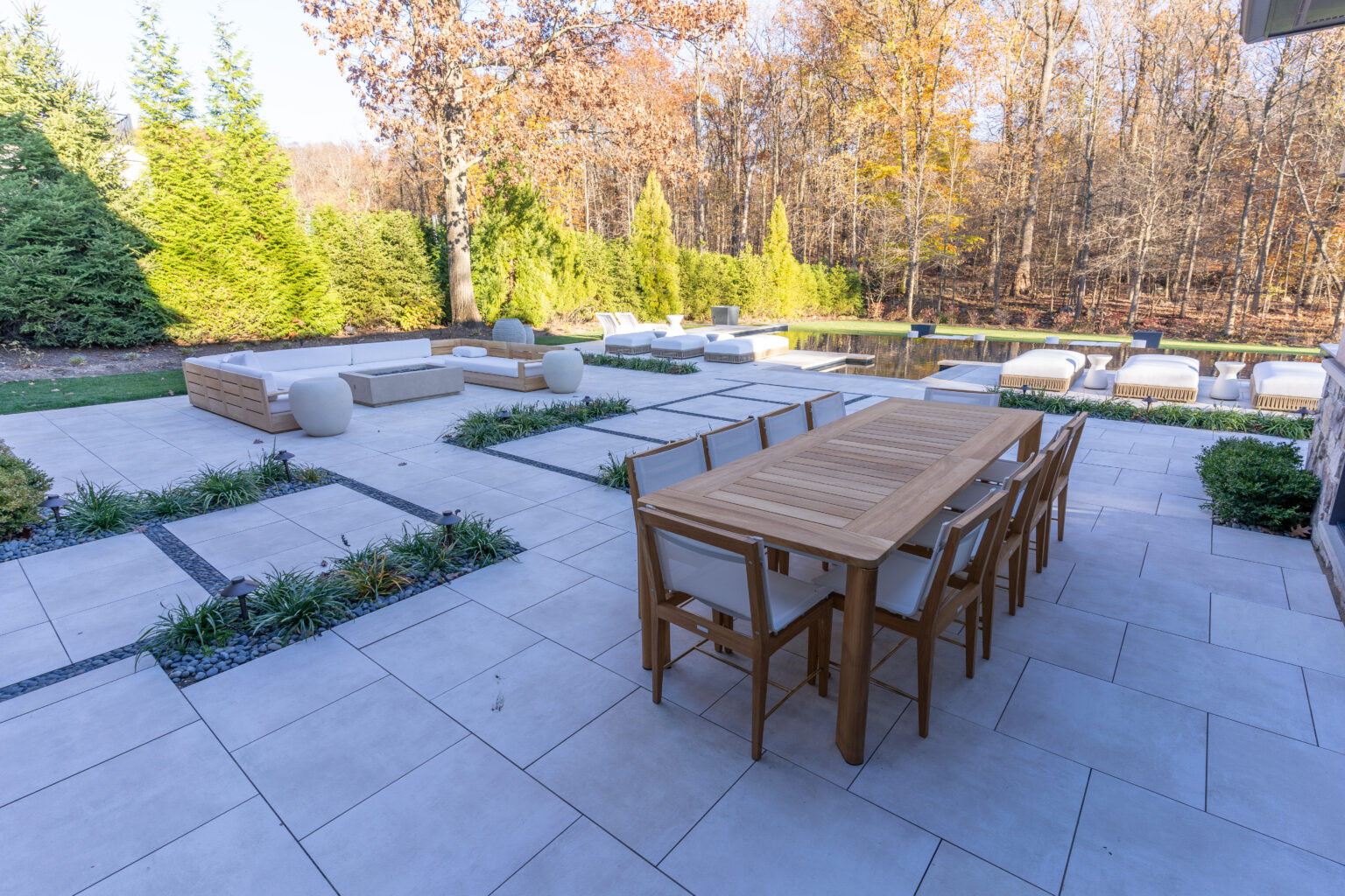 Backyard Paver Patio with Outdoor Living Area