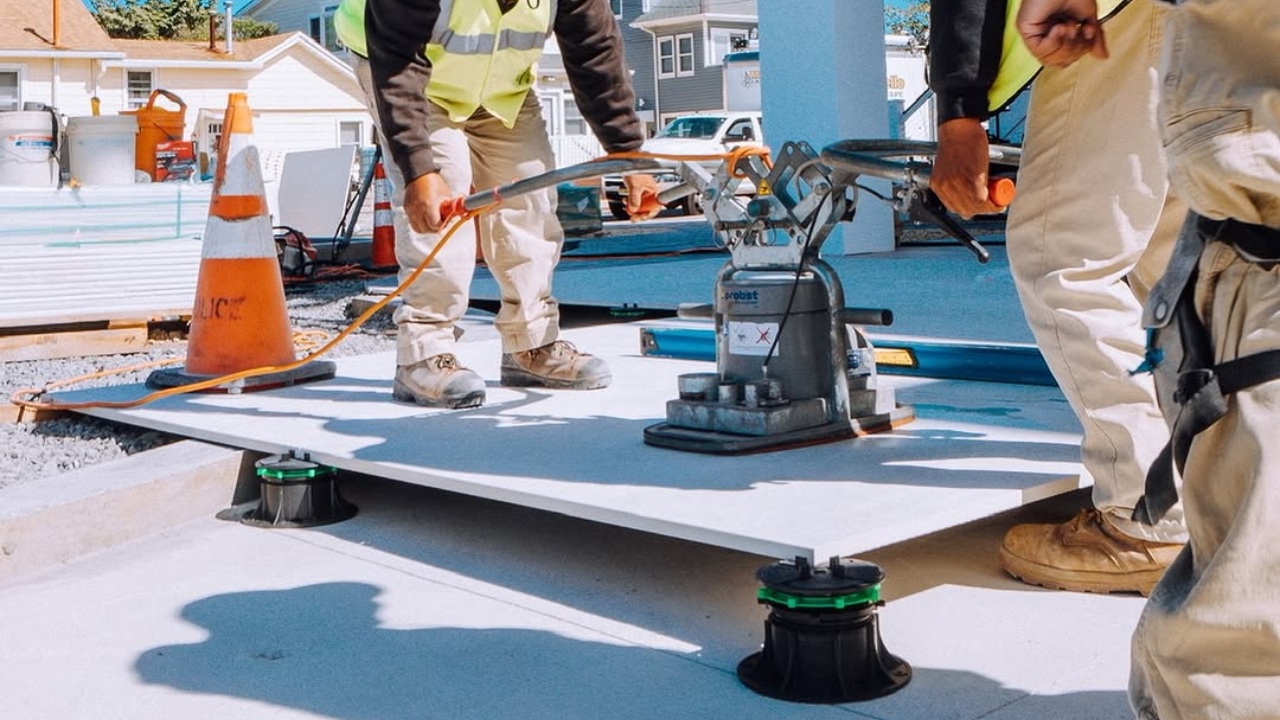 Dry Installation of Pavers on Adjustable Pedestals