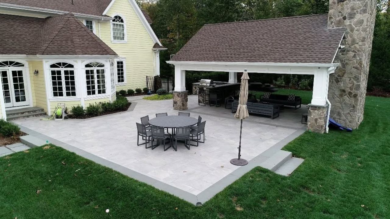 Backyard Simple Paver Patio Ideas Low Raised Paver Patio Idea for Defined Space