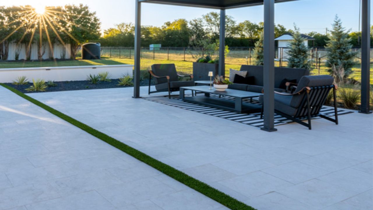 Olive Sandblasted Limestone Patio Paver Patio