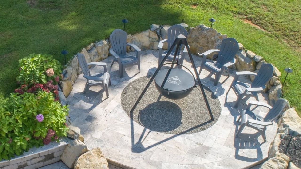 Circular Fire Pit Patio With Social Seating