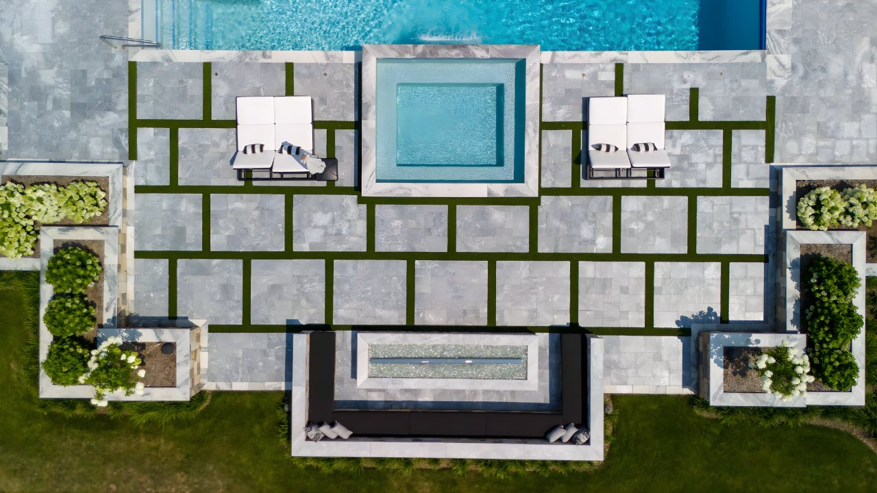 French Pattern Marble Pavers Layout