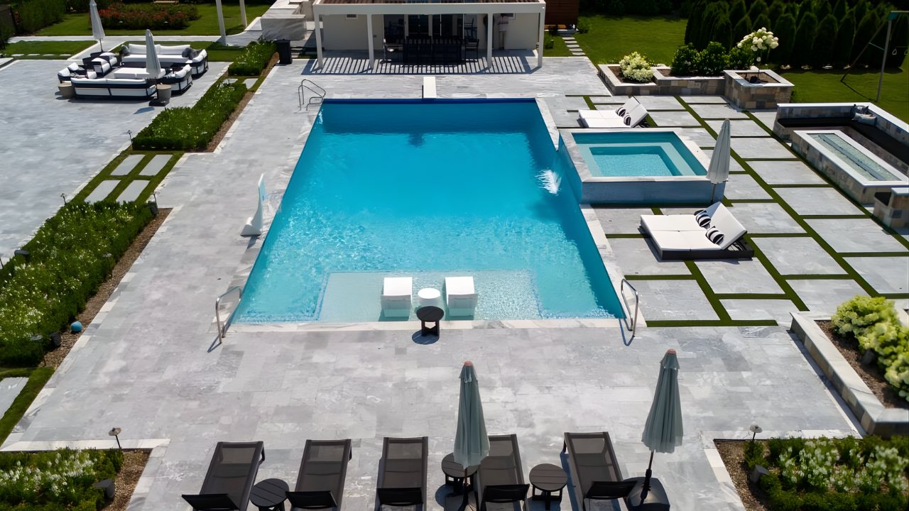 Gray Marble Pavers Integration with Outdoor Living Spaces