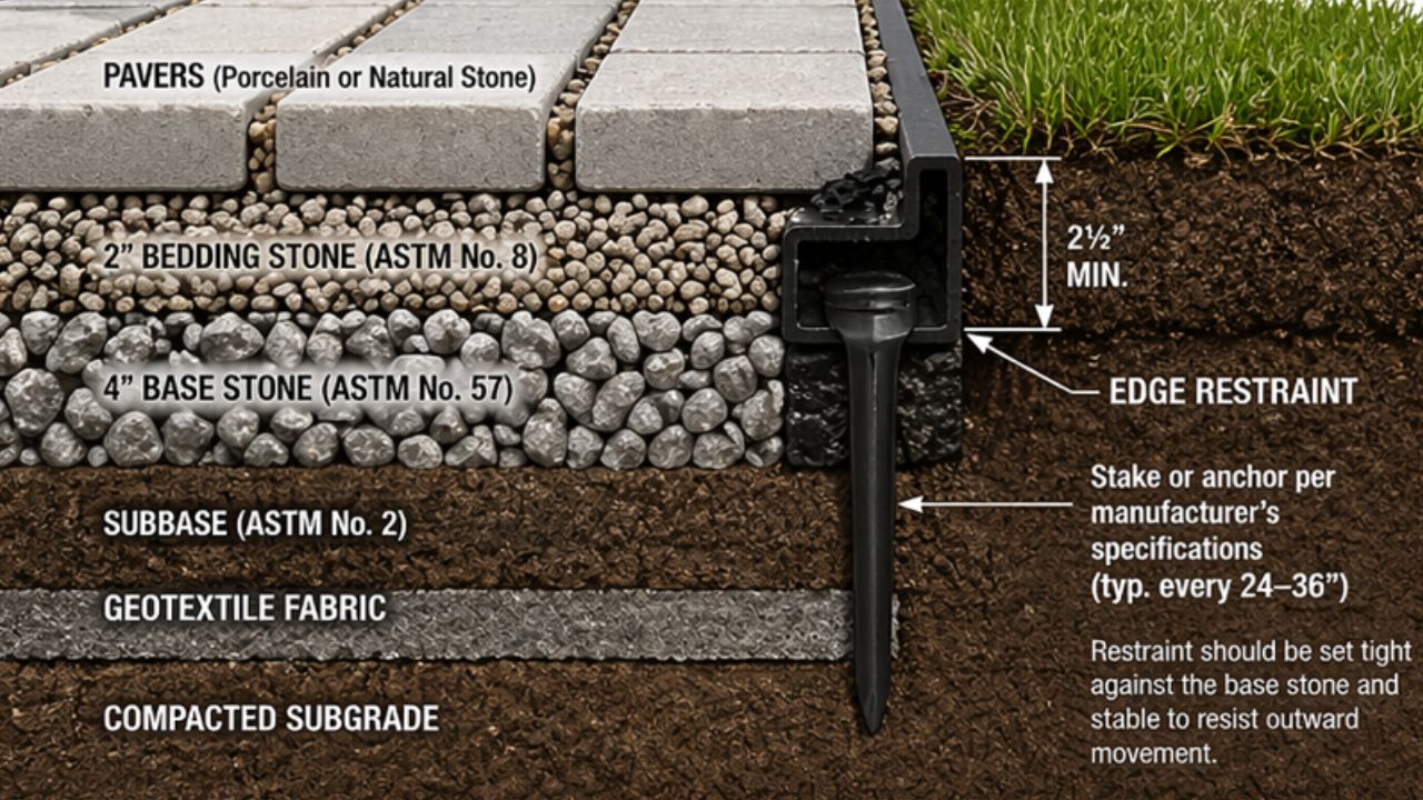 Installing edge restraints Along all Perimeter Edges