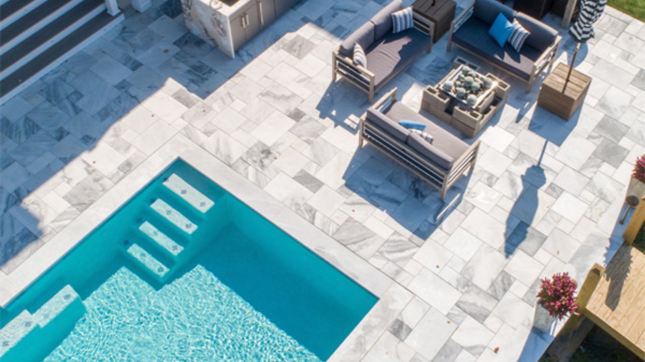 Rain Cloud Marble Pavers for Pool Deck