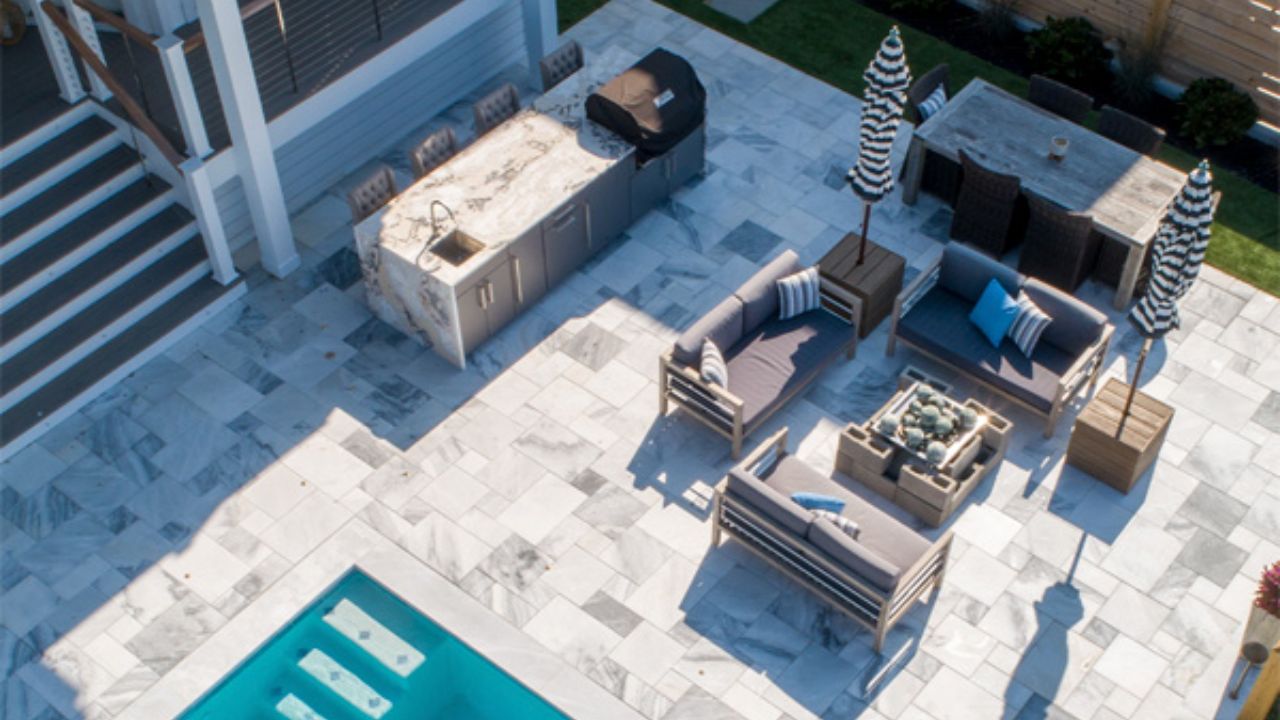 Rain Cloud Marble Paver Patio