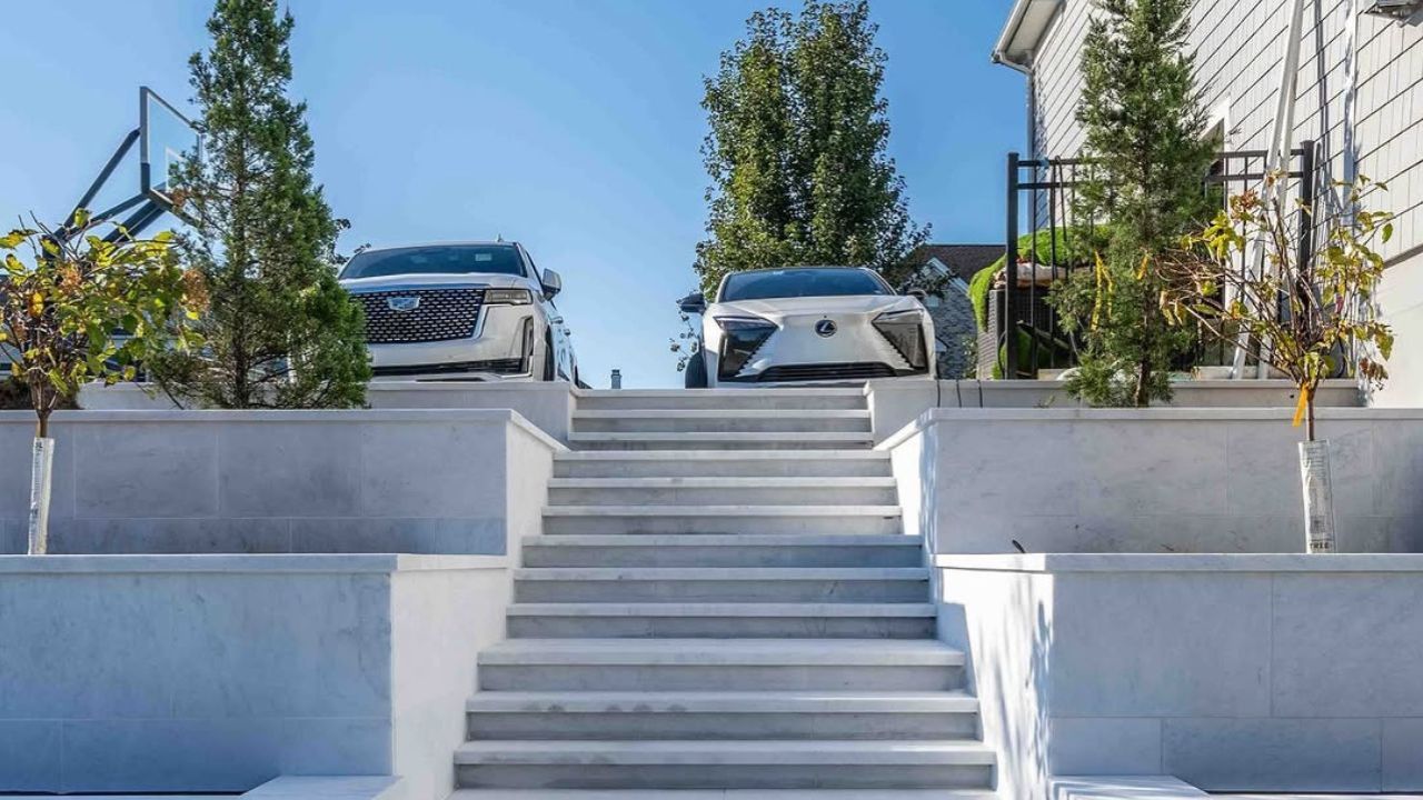 Retaining Wall with Stone Steps