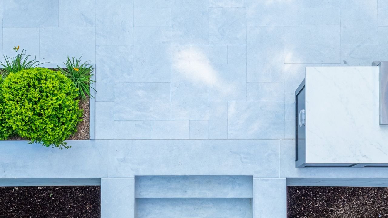 Luxe Blue Marble Sandblasted Pavers and Copings