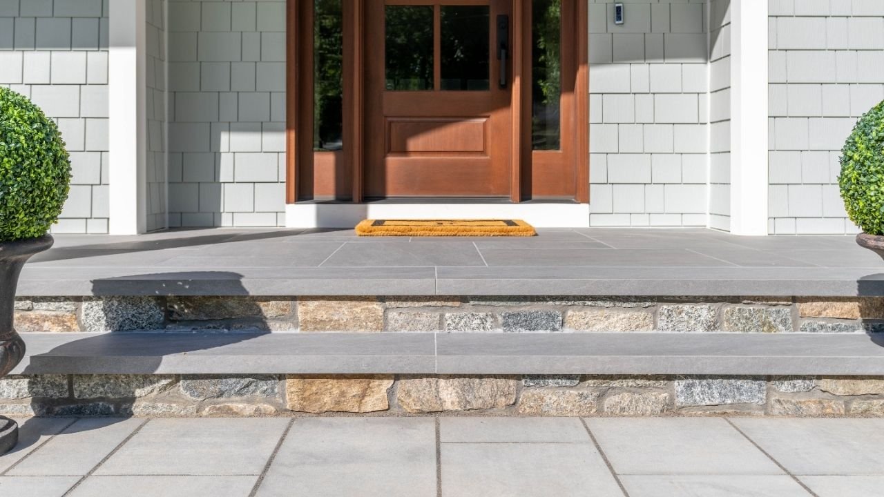 Dark Grey Mitered Porcelain Steps