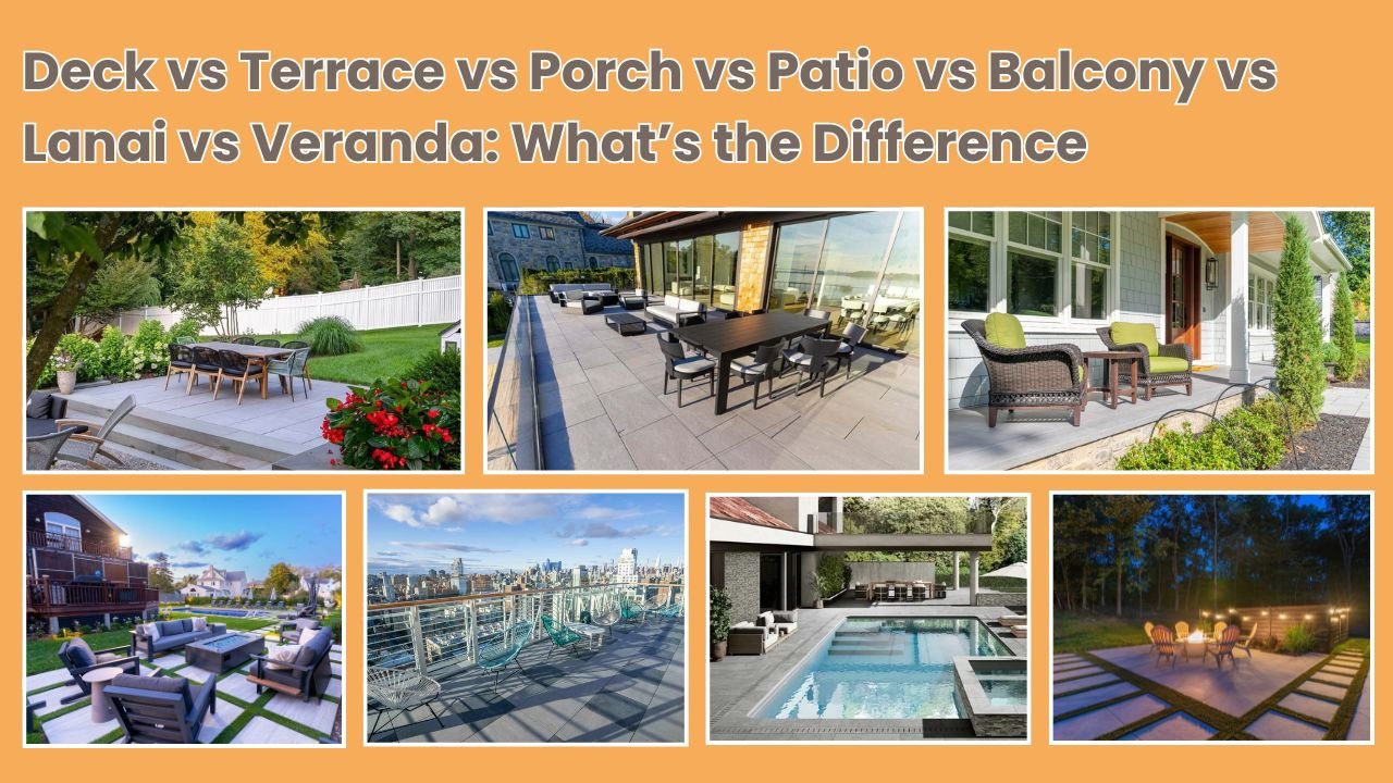 Deck vs Terrace vs Porch vs Patio vs Balcony vs Lanai vs Veranda