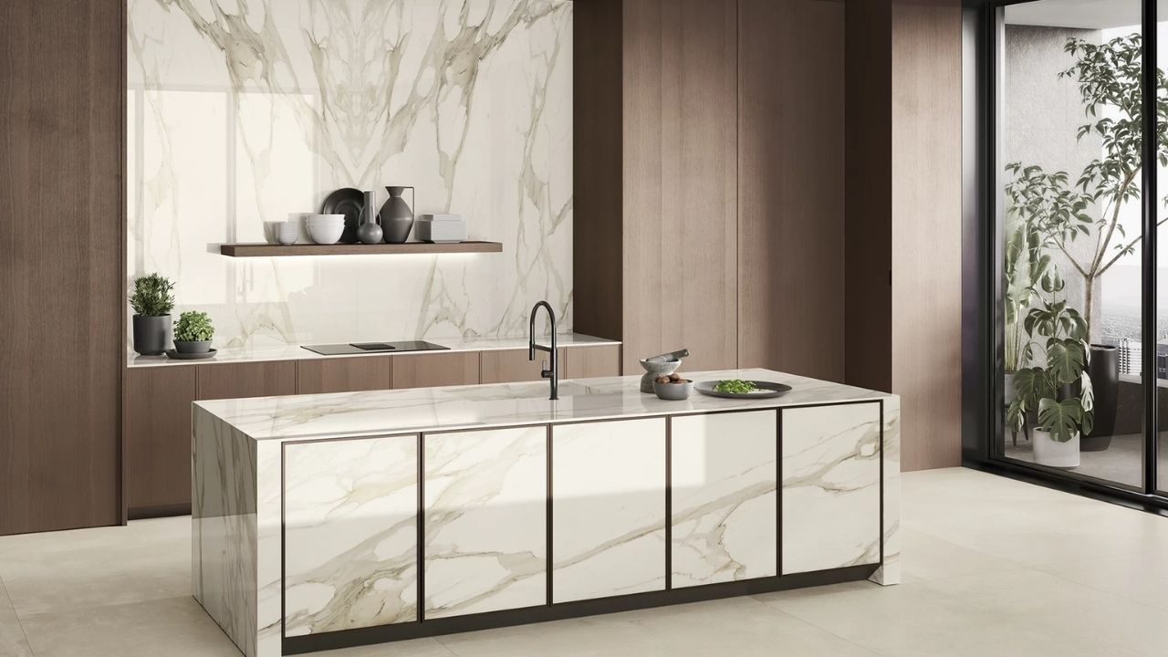 Are Porcelain Slabs Good for Countertops? Large Marble Look Calacatta Bernini Porcelain Countertop