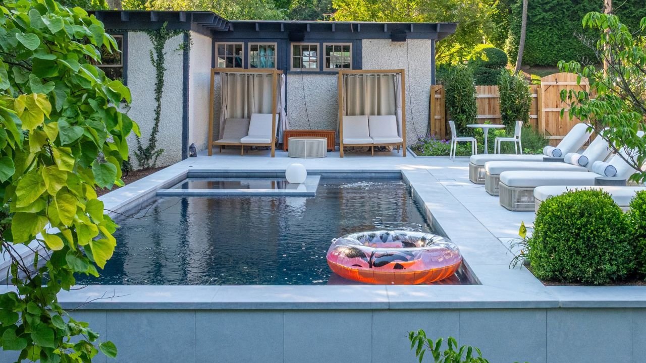 Luxe Blue Marble Sandblasted Pool Decks