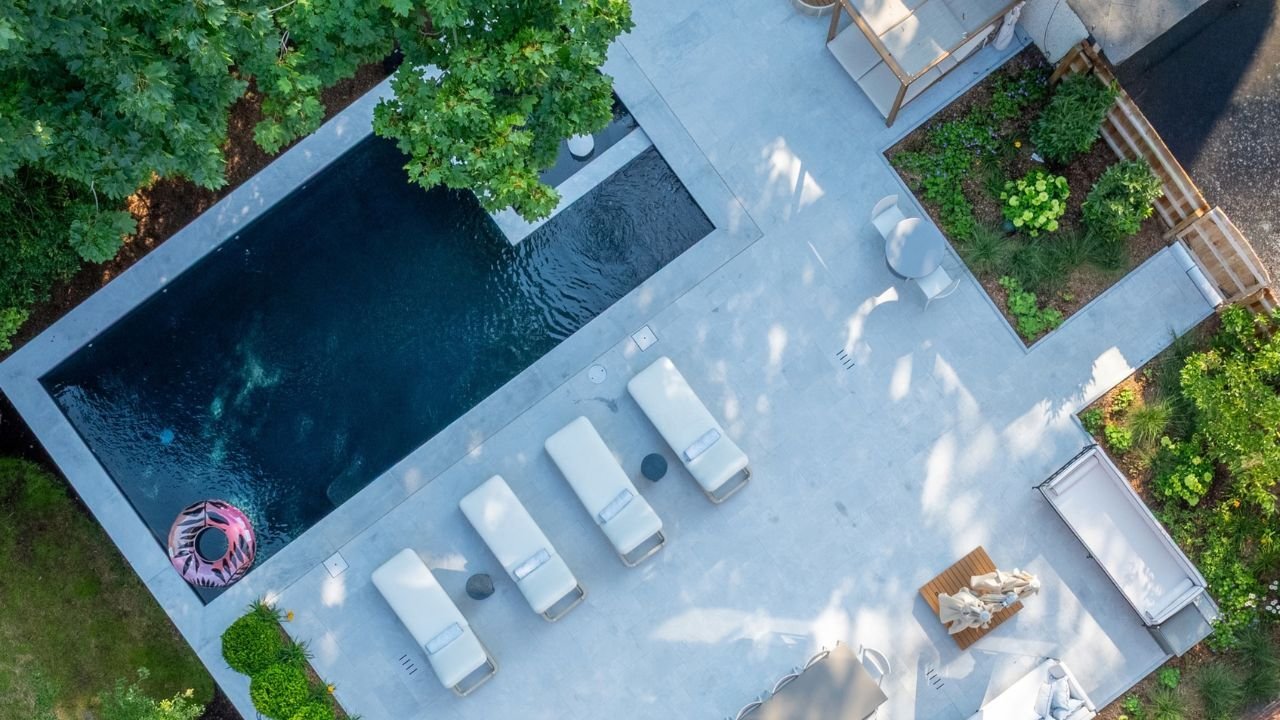 Marble Pool Paver around Saltwater Pool