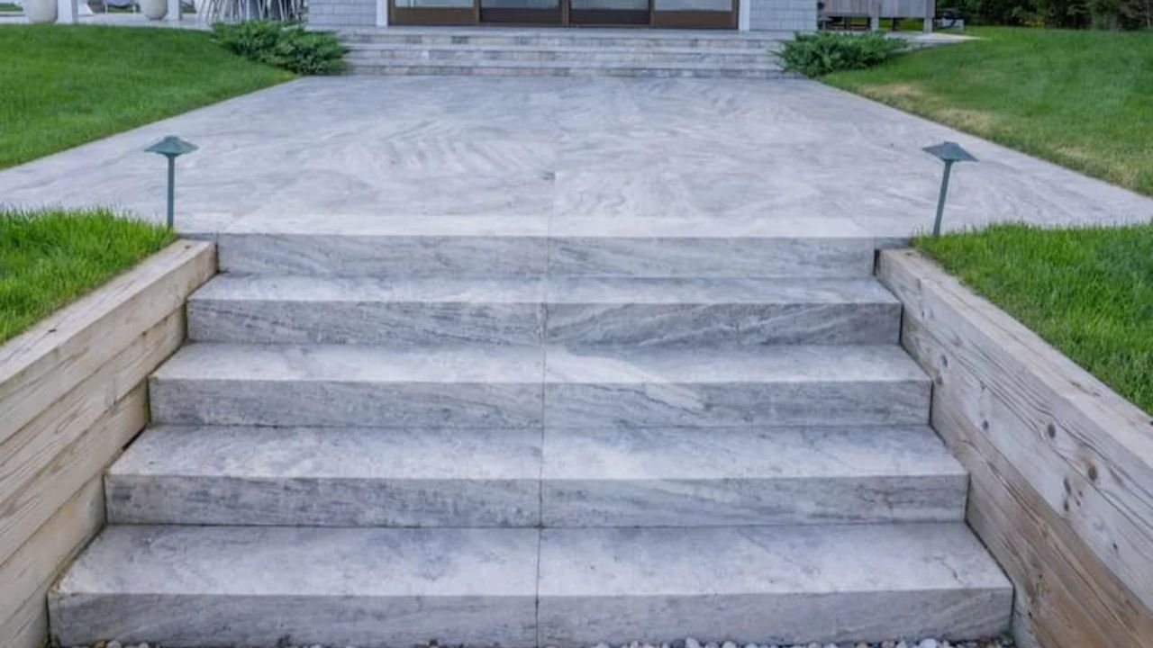 Outdoor Empire Silver Travertine Stairs